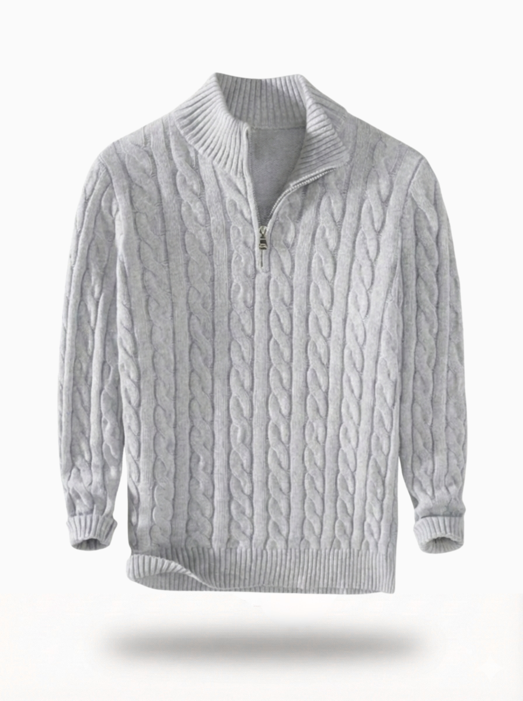 Phillipe - Pull à col zippé en tricot torsadé