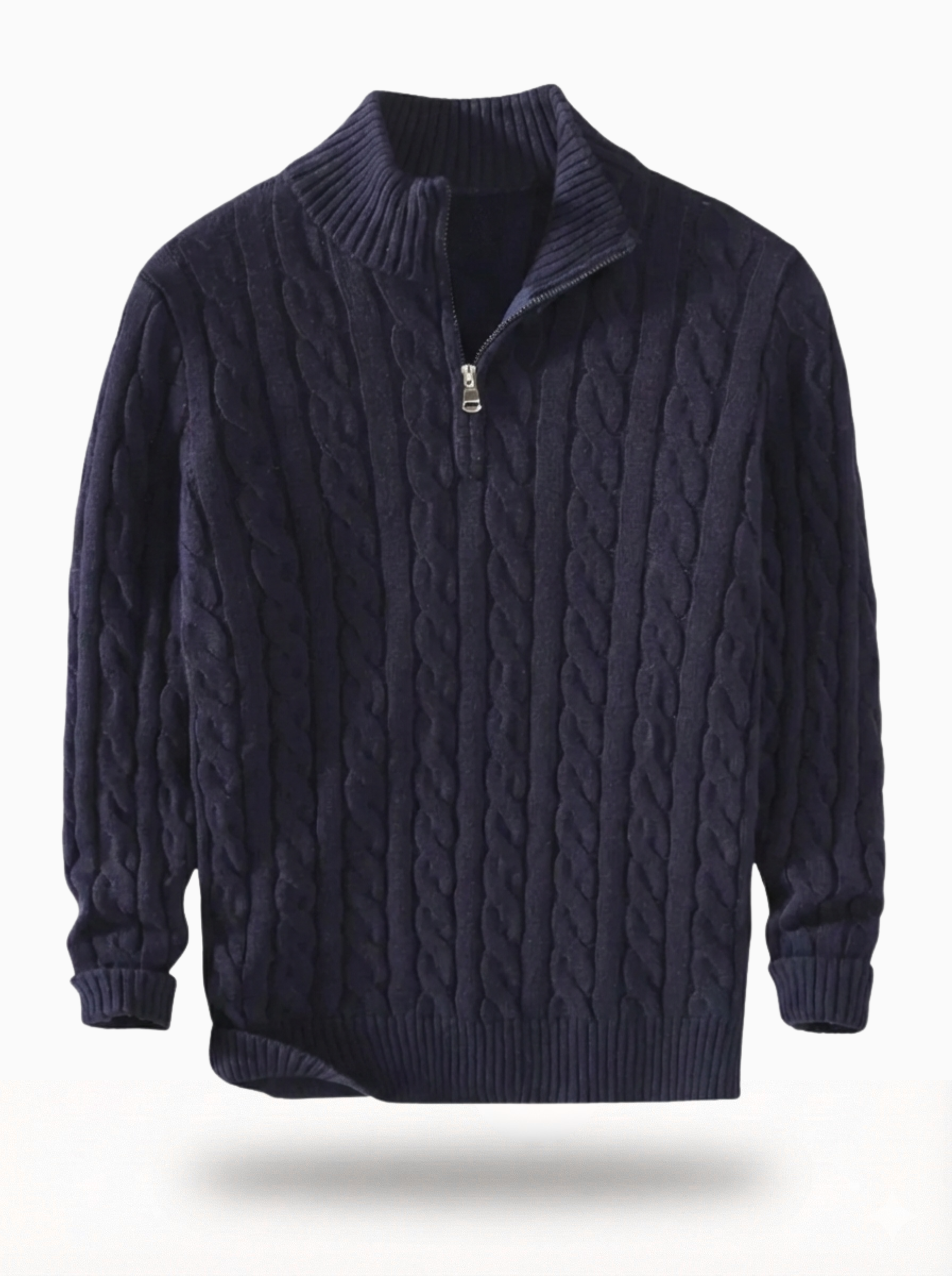 Phillipe - Pull à col zippé en tricot torsadé