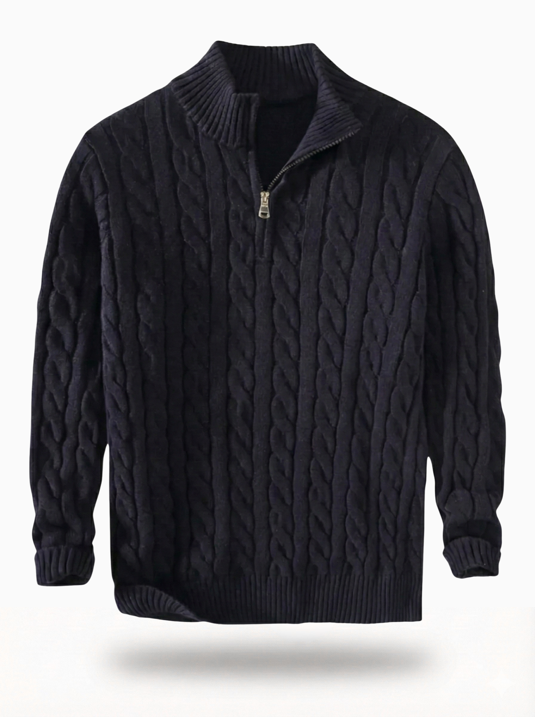 Phillipe - Pull à col zippé en tricot torsadé