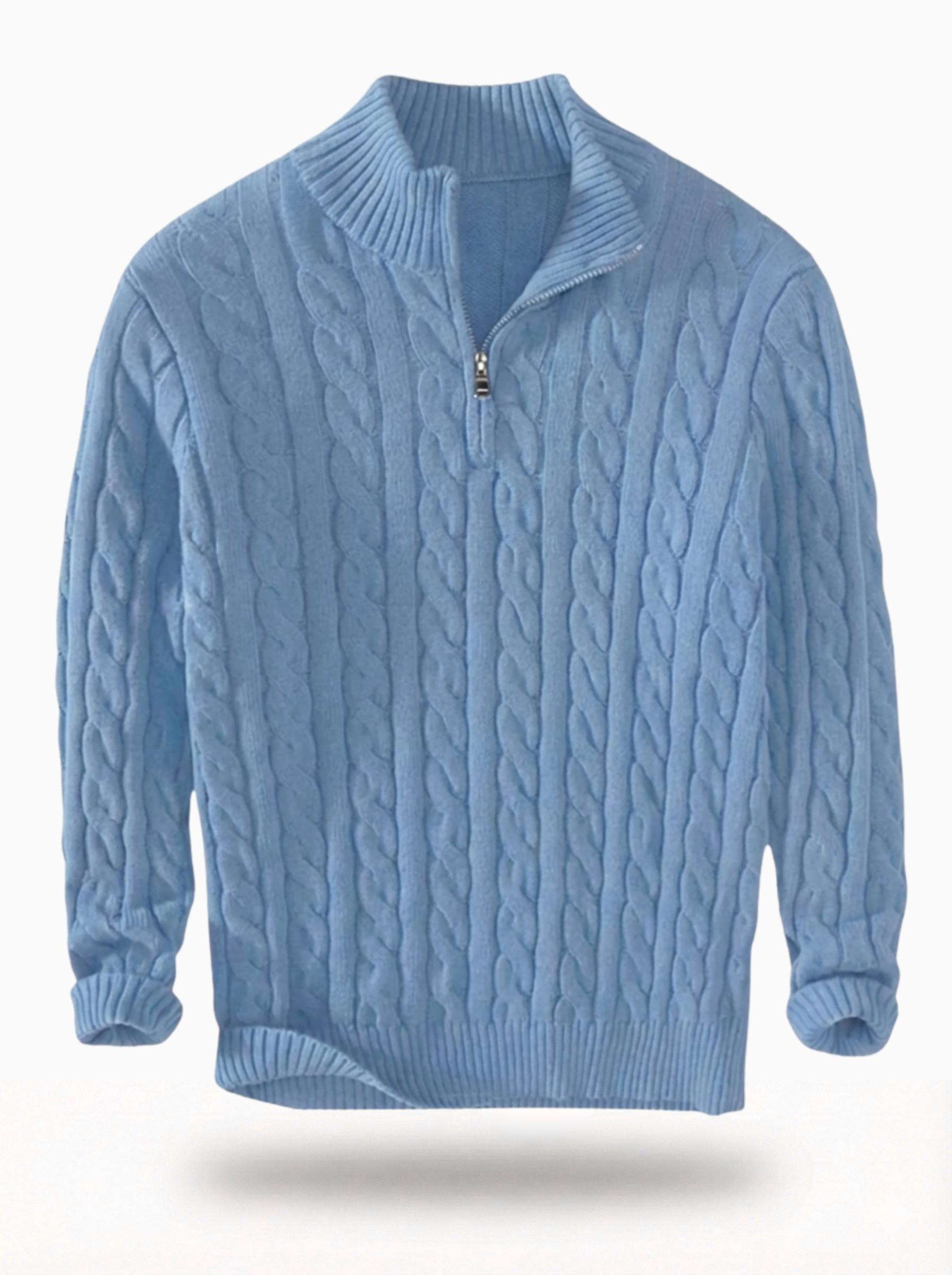 Phillipe - Pull à col zippé en tricot torsadé