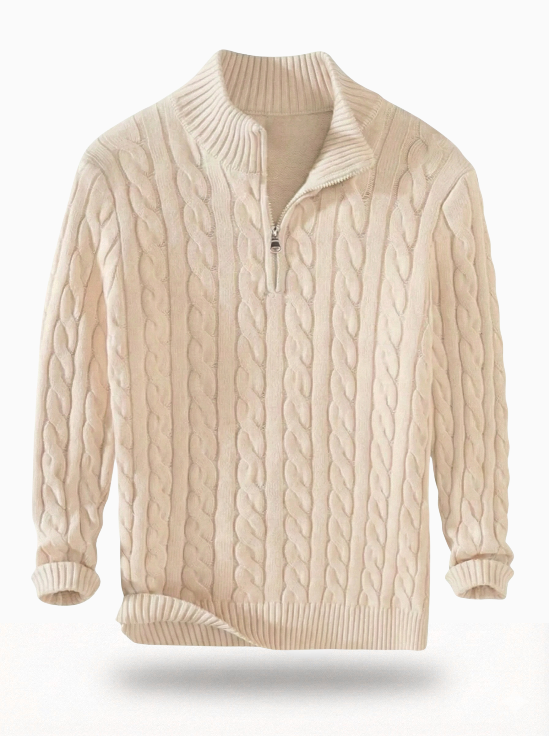 Phillipe - Pull à col zippé en tricot torsadé